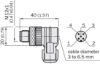 Picture of Anduripistik M12 5-pin, 90°, A-coded, kruviklemm, kaablile 3...6.5mm, SICK